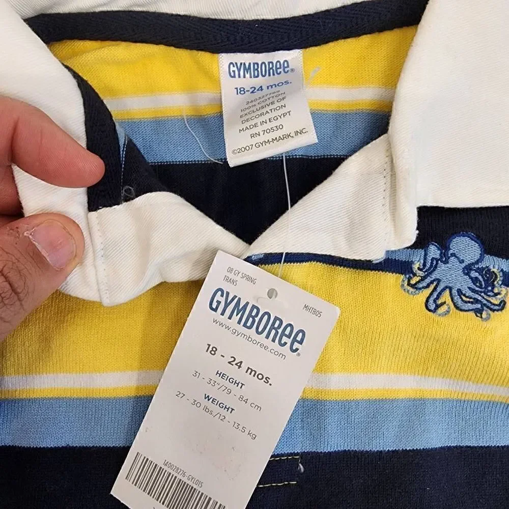 Gymboree Long-Sleeve Polo Stripe and Navy Pant Set Boys Size 18-24 mos NWT
